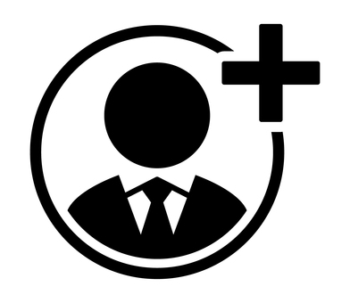 ネクタイの人物とプラスマークのアイコン 人物,ビジネス,プラス,アイコン,人材,スーツ,ネクタイ,参加,追加,登録のイラスト素材