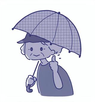 日傘を使っているおばあさんのイラスト