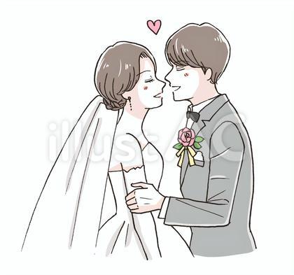 結婚式の誓いのキスのイラスト