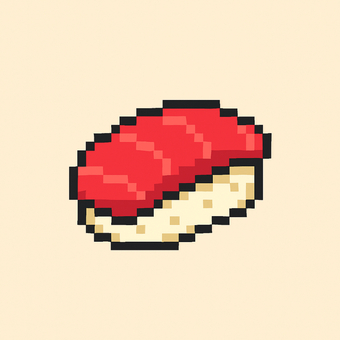 まぐろ寿司のドット絵 寿司,すし,まぐろ,マグロ,魚,海鮮,和食,日本食,食べ物,食品のイラスト素材