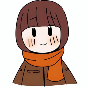 マフラーをまいた女の子 女の子,マフラー,防寒グッズ,防寒着,冬,寒い,あったかい,小物のイラスト素材