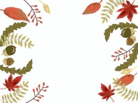 秋のフレーム あき,もみじ,紅葉,葉っぱ,どんぐりのイラスト素材