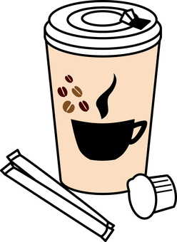 コーヒーミルクとシュガー　 コーヒー,ホット,ミルク,シュガー,休憩,豆,デフォルメ,パッケージ,カップ,カフェのイラスト素材