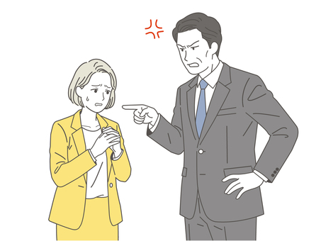 ハラスメント1 人,人物,パワハラ,モラハラ,女性,ビジネス,ビジネスマン,叱る,叱られる,怒られるのイラスト素材