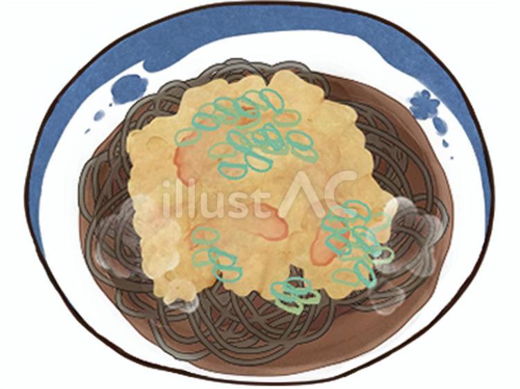 かき揚げそば 蕎麦,かき揚げ,食べ物のイラスト素材