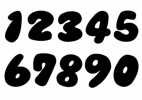 まあるい　手描き数字　黒 数字,黒,丸い,丸い数字,手描き,かわいい,１,２,３,４のイラスト素材