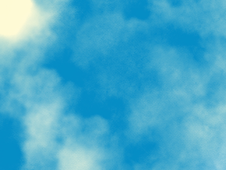 水彩明るい空と太陽 空,青空,雲,スカイ,太陽,光,明るい,背景,クラウド,skyのイラスト素材