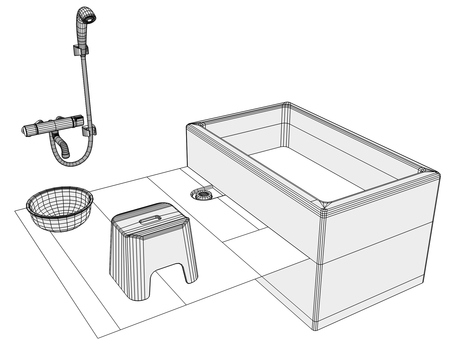 風呂 風呂,バス,線画,浴室,浴槽,バスルーム,風呂場,入浴,湯船,内風呂のイラスト素材