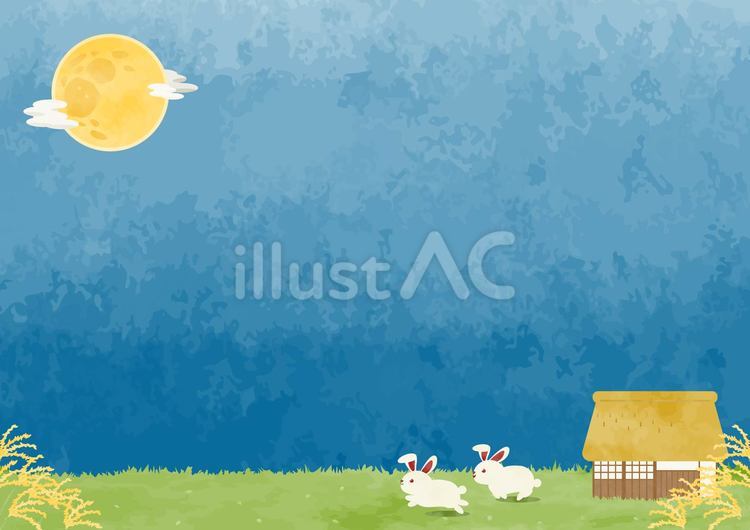 かわいいお月見の風景イラスト お月見,秋,背景のイラスト素材