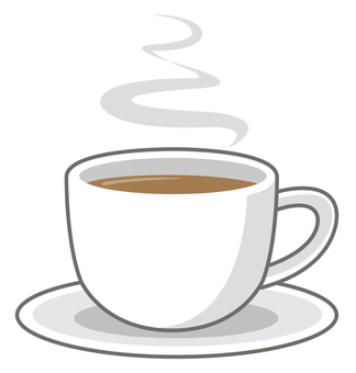 コーヒー（白のカップ）_25 コーヒー,湯気,アイコン,カフェ,あったか,イラスト,シンプル,ココア,紅茶,珈琲のイラスト素材