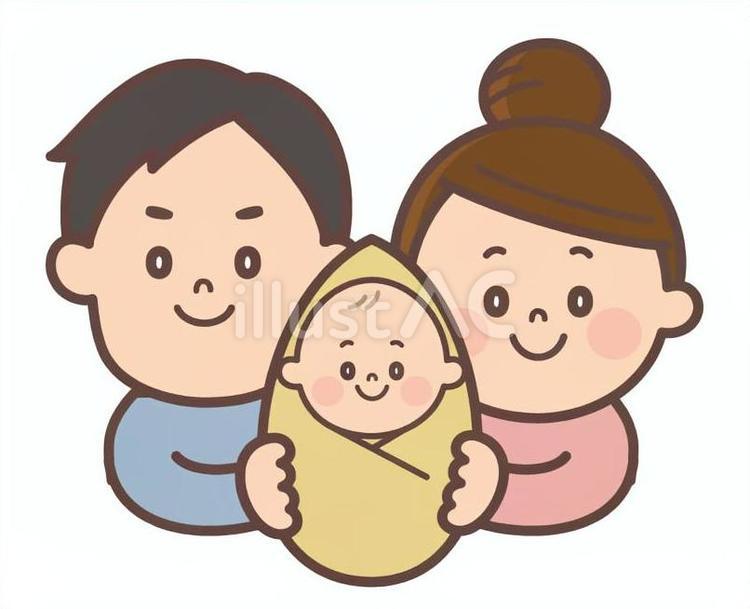 赤ちゃんをだっこしている夫婦 赤ちゃん,子供,だっこのイラスト素材