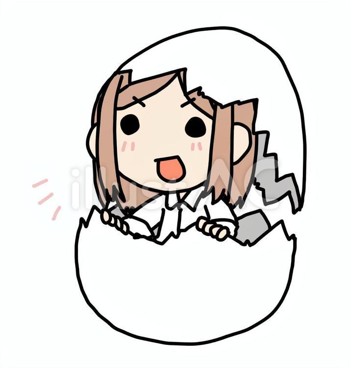 笑顔で卵の殻から出る女性 殻,出る,女性のイラスト素材