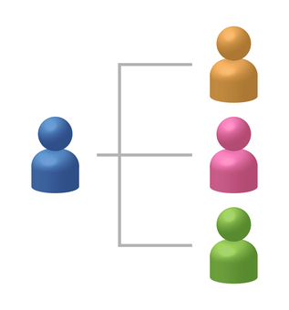 人物の分岐図 人物,組織,フロー,チャート,アイコン,構成,チーム,グループのイラスト素材