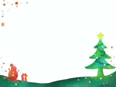 クリスマスの水彩フレーム かわいい,無料,フレーム,背景,星,綺麗,壁紙,素材,手書き,自然のイラスト素材