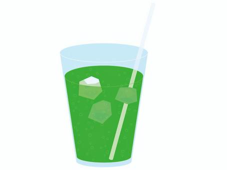 メロンソーダ(ストロー) メロンソーダ,炭酸,ジュース,飲み物,メニュー,ドリンク,氷,グラス,コップ,アイスのイラスト素材