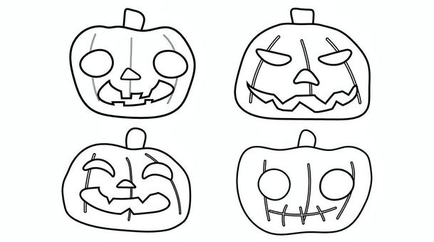 halloween2 ハロウィン,ジャックオーランタン,線画,塗り絵,かぼちゃ,お化け,ベクター,トリックオアトリートのイラスト素材