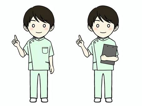 ケーシー白衣の男性 緑③ ケーシー白衣の男性 緑③ 男性,人物,医療従事者のイラスト素材