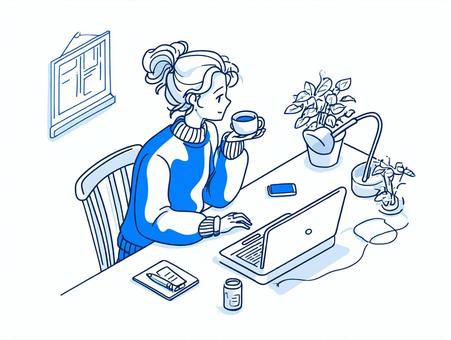 コーヒーを飲みながらオンライン学習