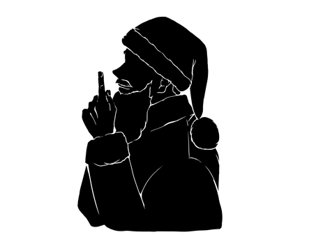 サンタクロース2 サンタクロース,おじいさん,ひげ,クリスマス,横顔,12月,冬,シルエット,挿絵,シンプルのイラスト素材