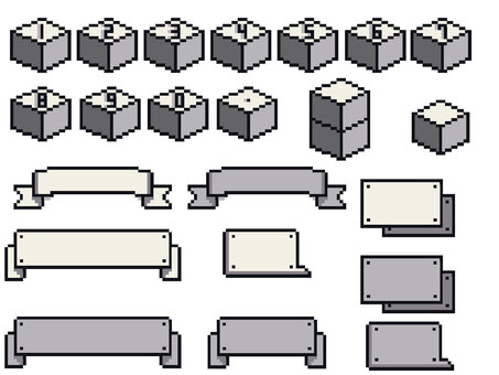 ドット絵アイコンセット　数字他 ドット絵,アイコン,箱,数字,8ビット,16ビット,ピクセルアート,ベクター,ボックス,ナンバーのイラスト素材