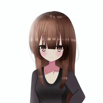 Illustration, girl, brown hair, long hair, 