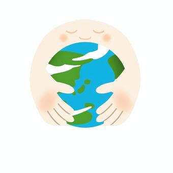 地球を手で抱いている 地球,手,環境,保護,自然のイラスト素材