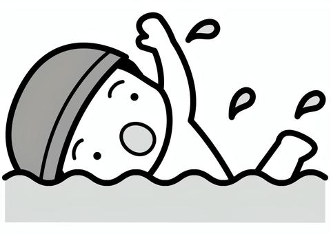 水泳-2c 水泳,クロール,泳ぐ,プール,海,水泳帽,水滴,波,男の子,かわいいのイラスト素材