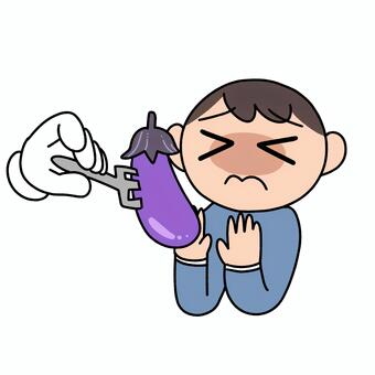 ナスが嫌いな子供 子供,野菜嫌い,ナス,好き嫌い,食事,偏食,苦手のイラスト素材
