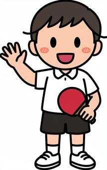 白の卓球の男の子です。