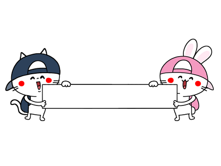 A rabbit and a cat with a horizontal panel, JPG and PNG A rabbit and a cat with a horizontal panel, , JPG and PNG