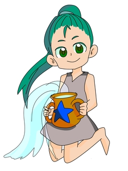 水瓶座をモチーフにした女の子 星座,水瓶座,モチーフ,女の子,カラーのイラスト素材