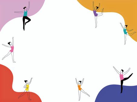 レオタードで体操をする男女の流体フレーム 体操,新体操,運動,レオタード,女性,女子,女の子,男性,男子,少年のイラスト素材