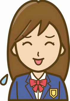 女子学生01_苦笑アイコン 女性,女子,女の子,女,学生,アイコン,女子学生,生徒,中学生,高校生のイラスト素材