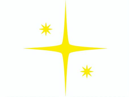 十字と星型のキラキラマーク キラキラ,星,光,輝き,スター,ピカピカ,かわいい,光沢,イエロー,黄のイラスト素材