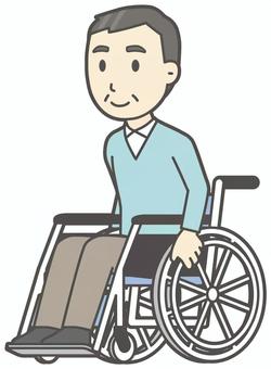 ニット中年男性-320-全身  ニット中年男性-320-全身 車いす,おじさん,男性,中年,お父さん,パパ,シニア,ミドルエイジ,人物,かわいいのイラスト素材