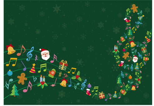 おしゃれな音楽音符フレームXmas60 クリスマス,クリスマスツリー,プレゼント,飾り,サンタクロース,クリスマスイブ,オーナメント,ヒイラギ,リボン,背景のイラスト素材