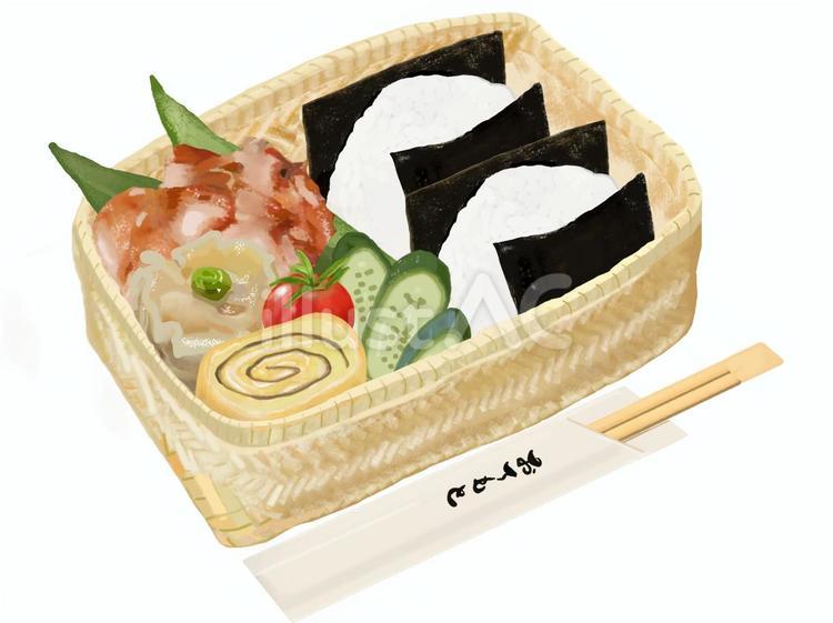 おにぎり弁当（竹製弁当箱箸付き2） おにぎり,弁当,竹製のイラスト素材