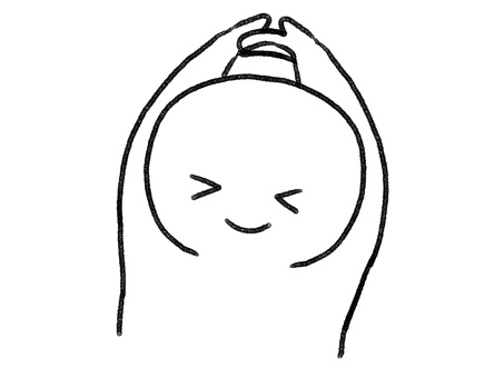 伸びをする棒人間線画 棒人間,伸び,ストレッチ,人物,手描き,落書き,表情,黒,シンプル,素材のイラスト素材