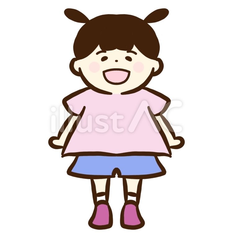 半袖の女の子、笑顔 女の子,少女,子供のイラスト素材