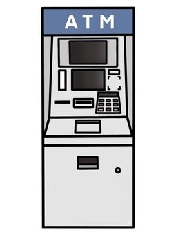 插圖, 自動取款機, 銀行, 付款, 
