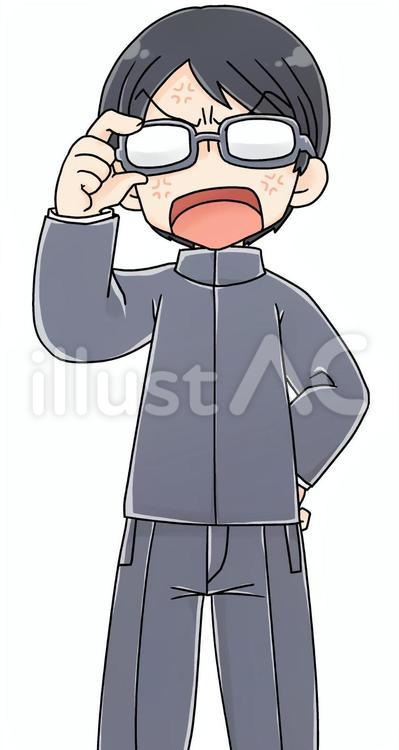 頭身緩め優等生男子立ち絵(怒) 立ち絵,男子,優等生のイラスト素材