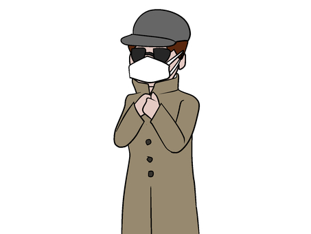 怪しい人物 怪しい,人物,帽子,マスク,コート,変態,変な,行動,不審者,サングラスのイラスト素材