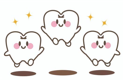 歯のキャラクター　じゃんぷ 歯,デフォルメ,きらきら,じゃんぷ,笑顔,かわいい,キャラクター,歯医者,歯科のイラスト素材