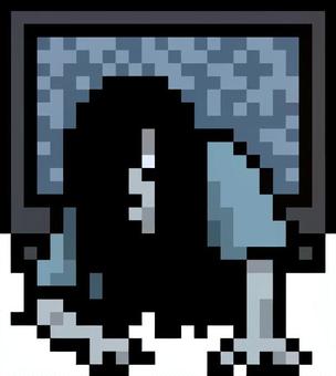 ドット絵の青のテレビのお化けです。 ドット絵,ホラー,シンプル,呪い,幽霊,心霊,不気味,恐怖,異界,深夜のイラスト素材