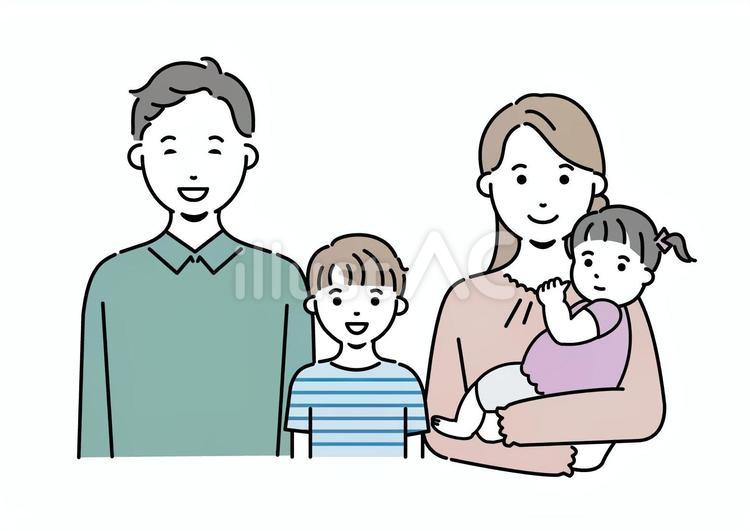 4人家族のセット 家族,お父さん,お母さんのイラスト素材