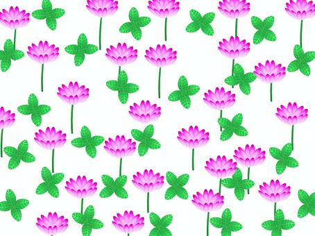 レンゲと葉っぱ_背景 レンゲ,葉っぱ,パターン,花,背景,壁紙のイラスト素材