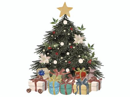 ツリーとクリスマスプレゼント クリスマスツリー,プレゼント,贈り物,クリスマス,お祝い,冬,かわいい,山積み,包装,カラフルのイラスト素材
