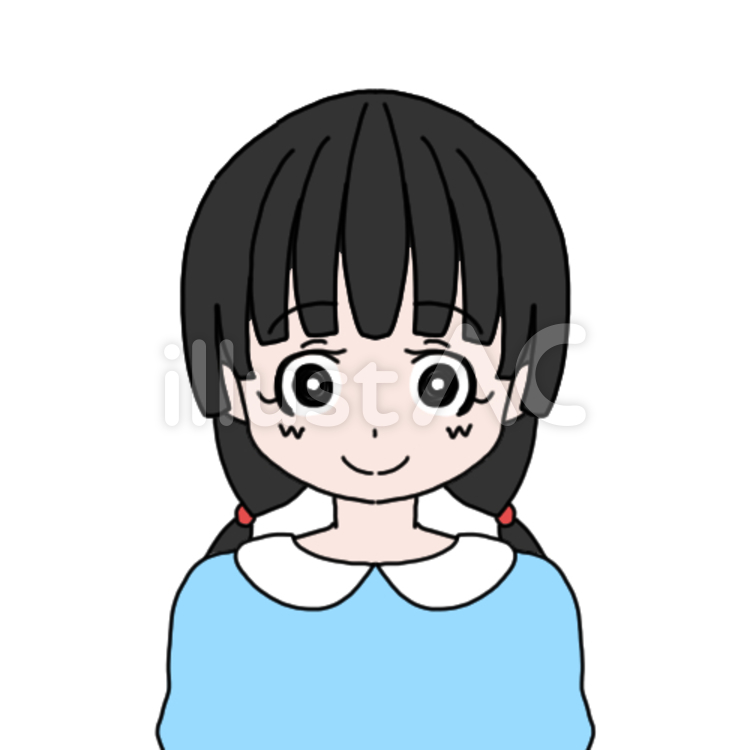 2つ結びの園児の女の子 白色,素材,白背景のイラスト素材