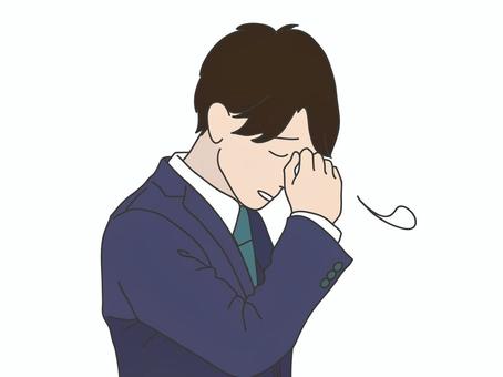 疲れているサラリーマン 疲れ,ため息,会社員,スーツ,うつむくのイラスト素材