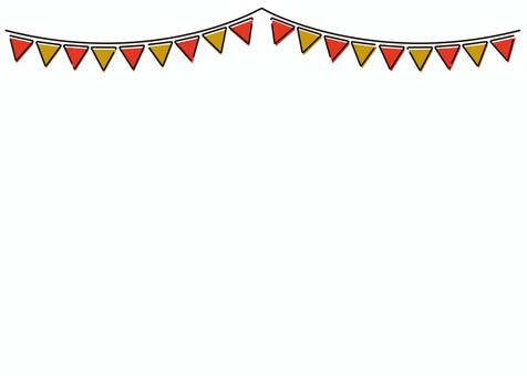 ガーランドフレーム（縁取り）赤×金 ガーランド,フラッグガーランド,金,赤,旗,三角,フレーム,装飾,イベント,パーティのイラスト素材